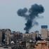 Gaza City's skyline during an Israeli air strike