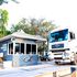 Trucks pass through the Mtwapa Weighbridge Station in Kilifi County 