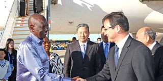 President William Ruto arrives in China