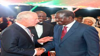 King Charles III chats with ODM leader Raila Odinga as President William Ruto
