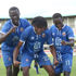 Nairobi City Stars forward Samuel Kapen (centre) celebrates his goal with teammates