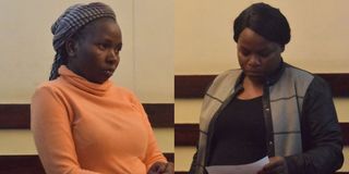 Susan Maina and Esther Wangui in the dock at the Makadara Law Courts.