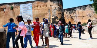 School Children on holiday at the Fort Jesus Monument in Mombasa