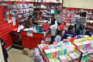 Parents purchase school items at Khimji Bookshop in Nyeri town