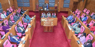 Members of Uasin Gishu County Assembly during a sitting to debate a motion of adjournment, SRC salary dispute