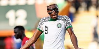 Nigeria forward Victor Osimhen reacts