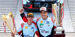 Belgian driver Thierry Neuville (right) and Belgian co-driver Martijn Wydaeghe