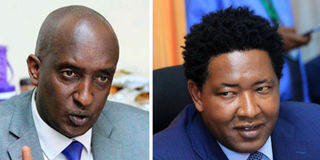 Narok Governor Patrick Ole Ntutu and Senator Ledama Ole Kina. 