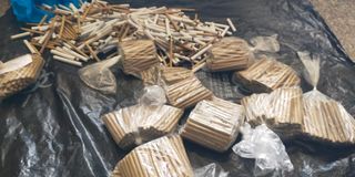 Rolls of bhang seized