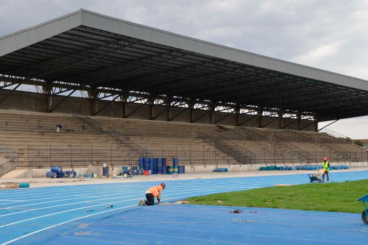 Nakuru’s first tartan track coming up nice and blue at Afraha Stadium