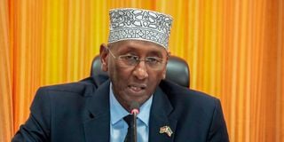 Chairperson Senate Cohesion Committee Mohamed Chute during a session at KICC, Nairobi on Tuesday, November 21, 2023. 