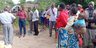 Shocked residents of Riangiri village, Embu County, where a woman was found raped and murdered.