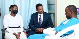Alfred Mutua when he visited chief inspector of police David Karuri Maina