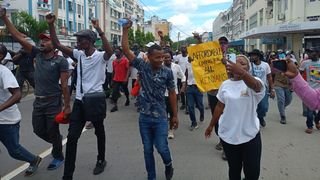 Protestors along the Moi Avenue in Mombasa on July 2, 2024.