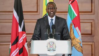 President William Ruto addresses the nation at State House in Nairobi. 