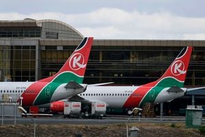 A Kenya Airways plane at the Jomo Kenyatta International Airport