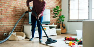 woman cleaning