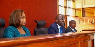 Justices Freda Mugambi, Eric Ogola and Anthony Mrima